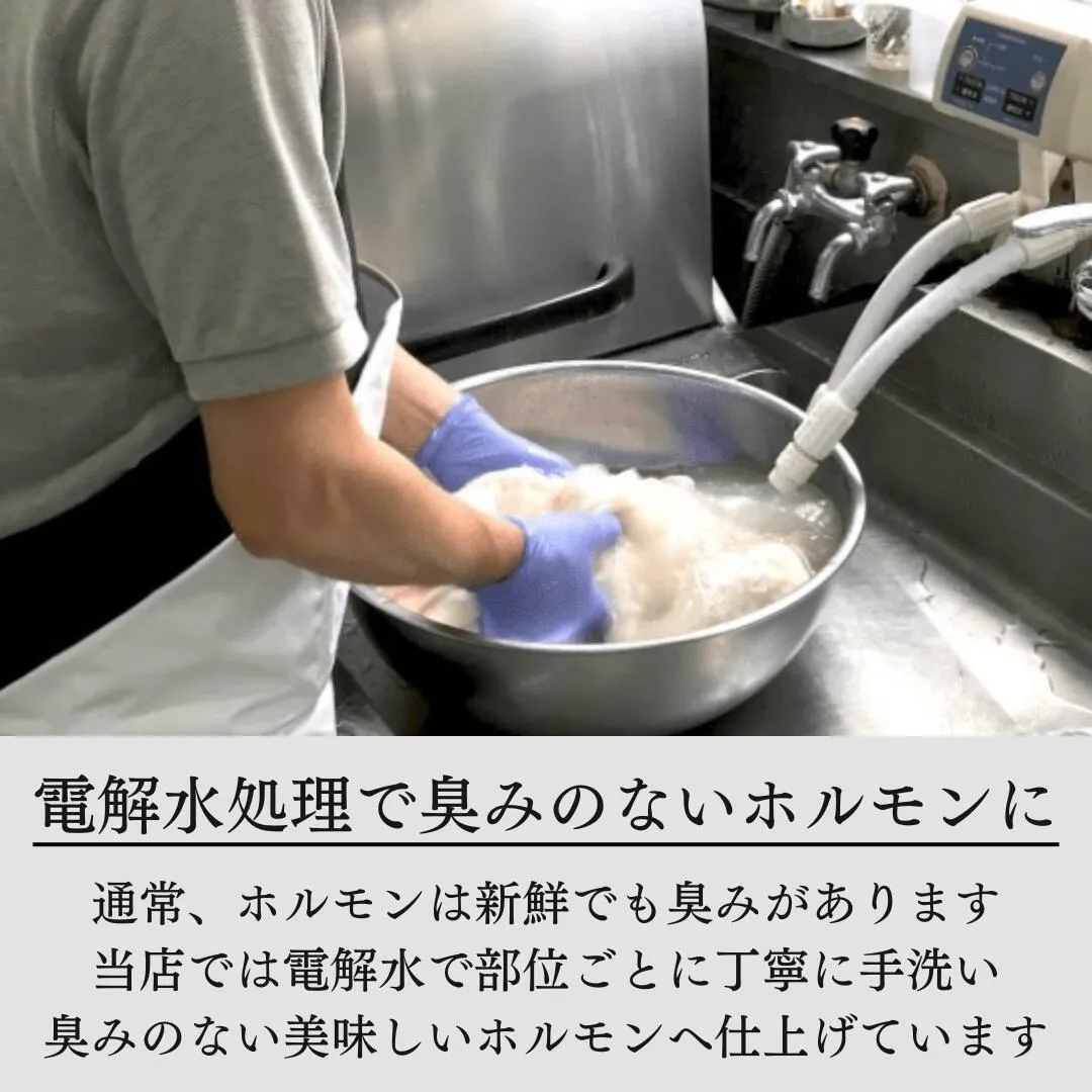 電解水処理で臭みのないホルモンに